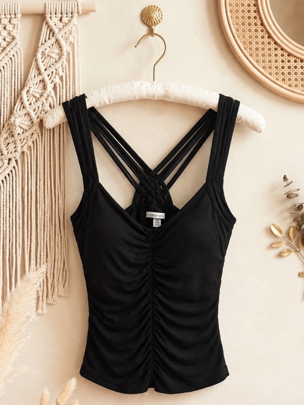 Vintage Y2K Moa Moa Strappy Black Tank Top